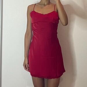 Red Mini Slip Dress